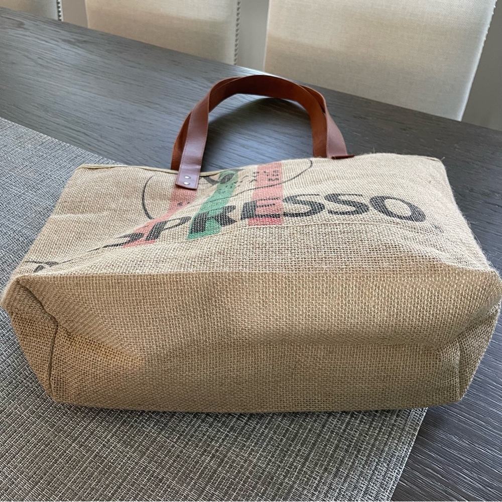 Nespresso Sustainable Bag Jute Tan Tote 10" Drop Gem